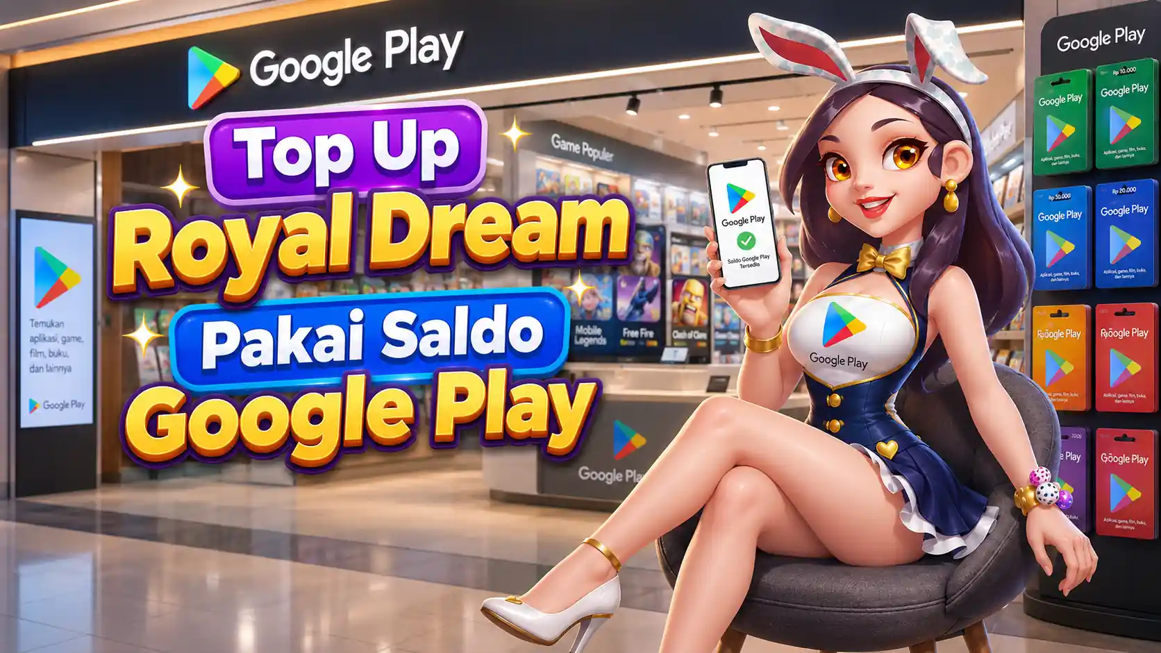 top up royal dream pakai saldo google play 0