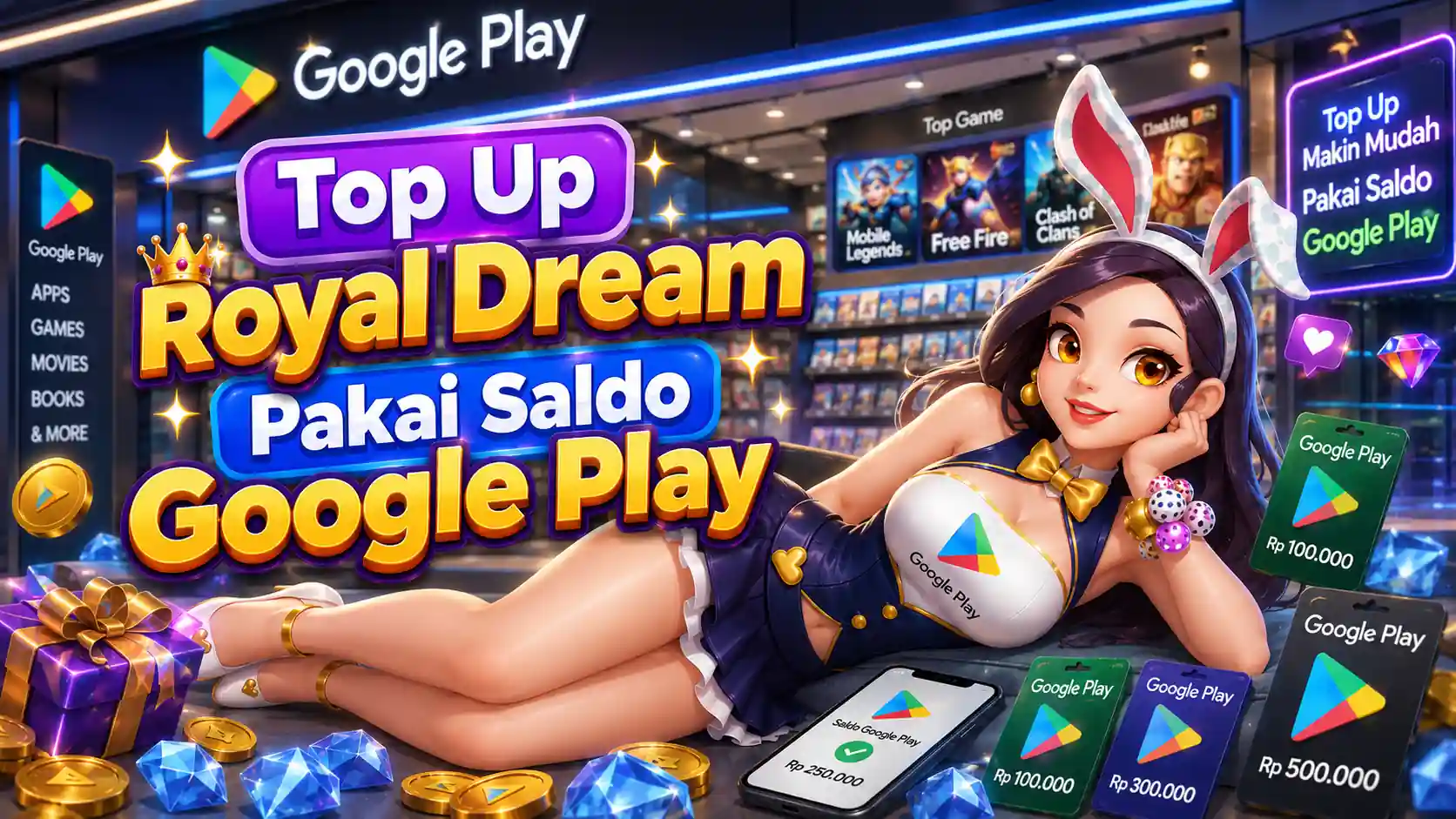 top up royal dream pakai saldo google play 2